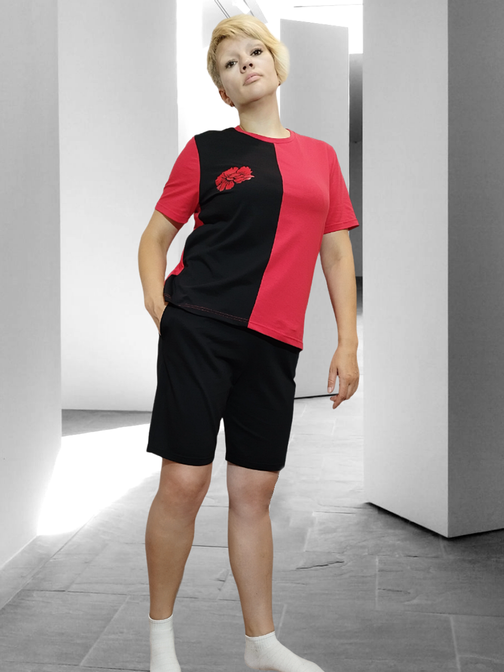 23294 Пижама женская красный/черный (56)