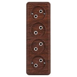 Розетка Intro Quadro 2-207-10 без заземления четырехместная 4х2P, 16А-250В, IP20, ОУ, венге | Intro Quadro