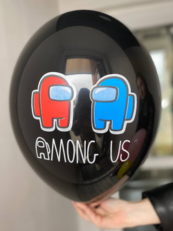 Воздушный шар с рисунком Амонг Ас видеоигра космонавт 35см ПАЛИТРА №4350