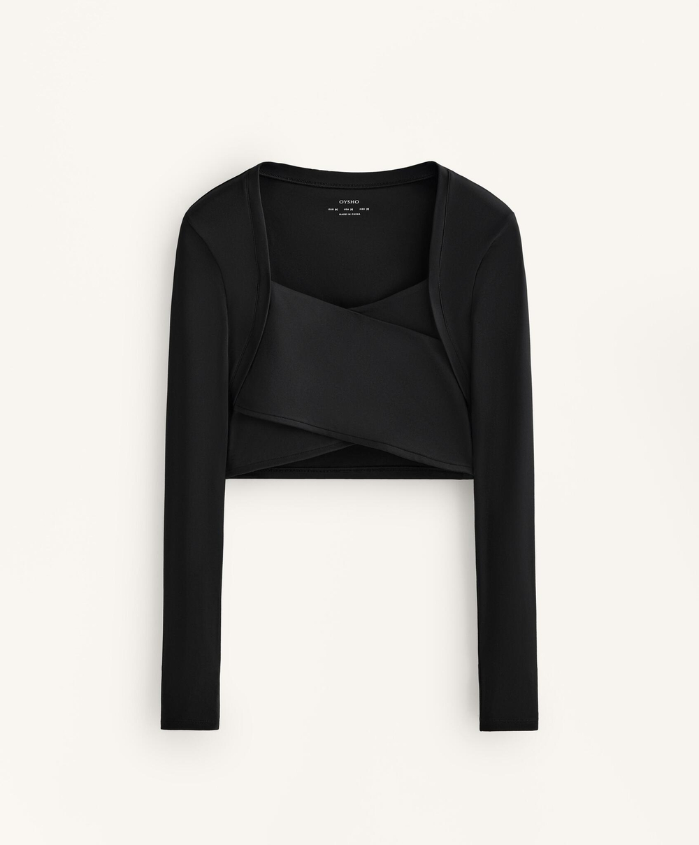 Oysho Футболка с длинным рукавом Comfortlux, черный