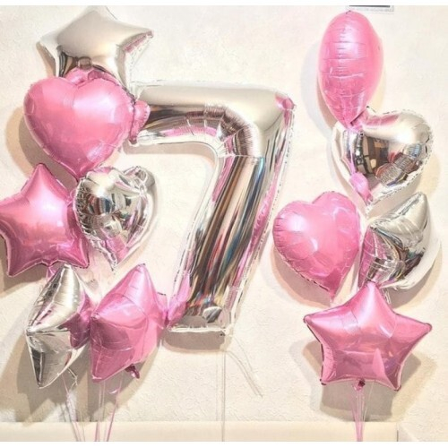 Композиция из шаров «Розово-Серебристая»