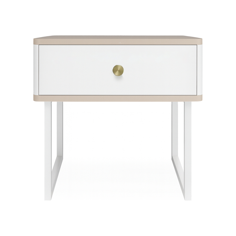 Тумба прикроватная на ножках ROYAL 5301 эко (Макиато-Белый-р.золото)