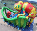 Надувная горка "В пасти у хамелеона"