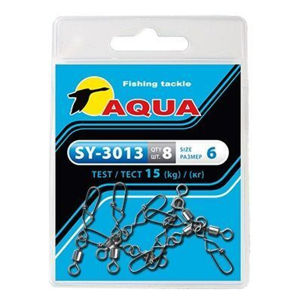 Карабин с вертлюгом для рыбалки AQUA SY-3013 №04 (упк. 8 шт.)
