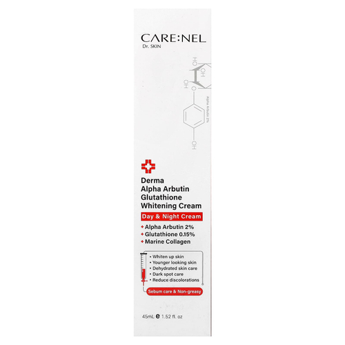 Care:Nel, Derma Alpha Arbutin Glutathione Whitening Cream, 45 мл (1,52 жидк. унц.)