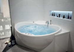 Акриловая ванна Aquatek (Акватек) Эпсилон 150х150, с каркасом, с фронтальной панелью, со сливом-переливом