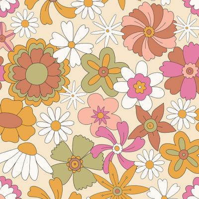 Винтажные цветы в стиле 60х 70х