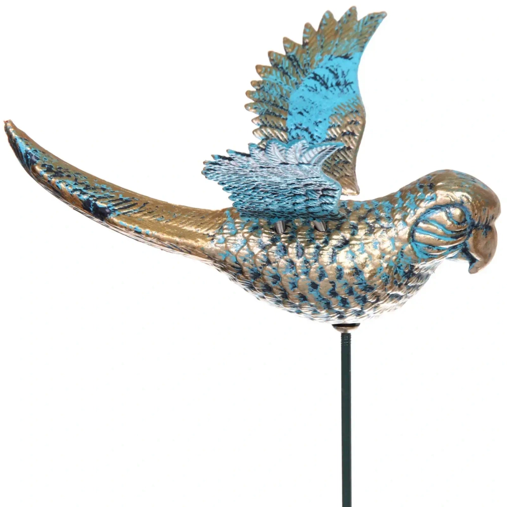 Фигура на спице «Птичка Флавио» 60 см, Золото с голубым переливом