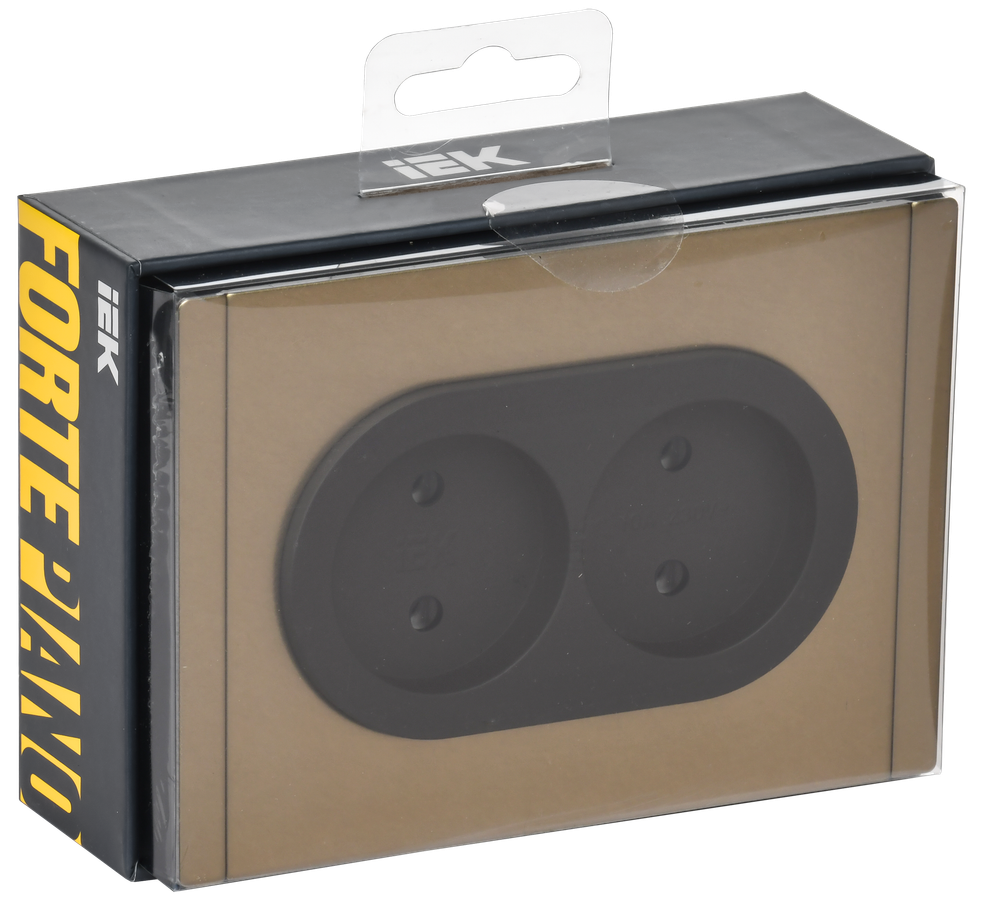 FORTE&PIANO Розетка 2-местная без заземления без защитных шторок безвинтовое крепление 10А FP626M металл шампань IEK