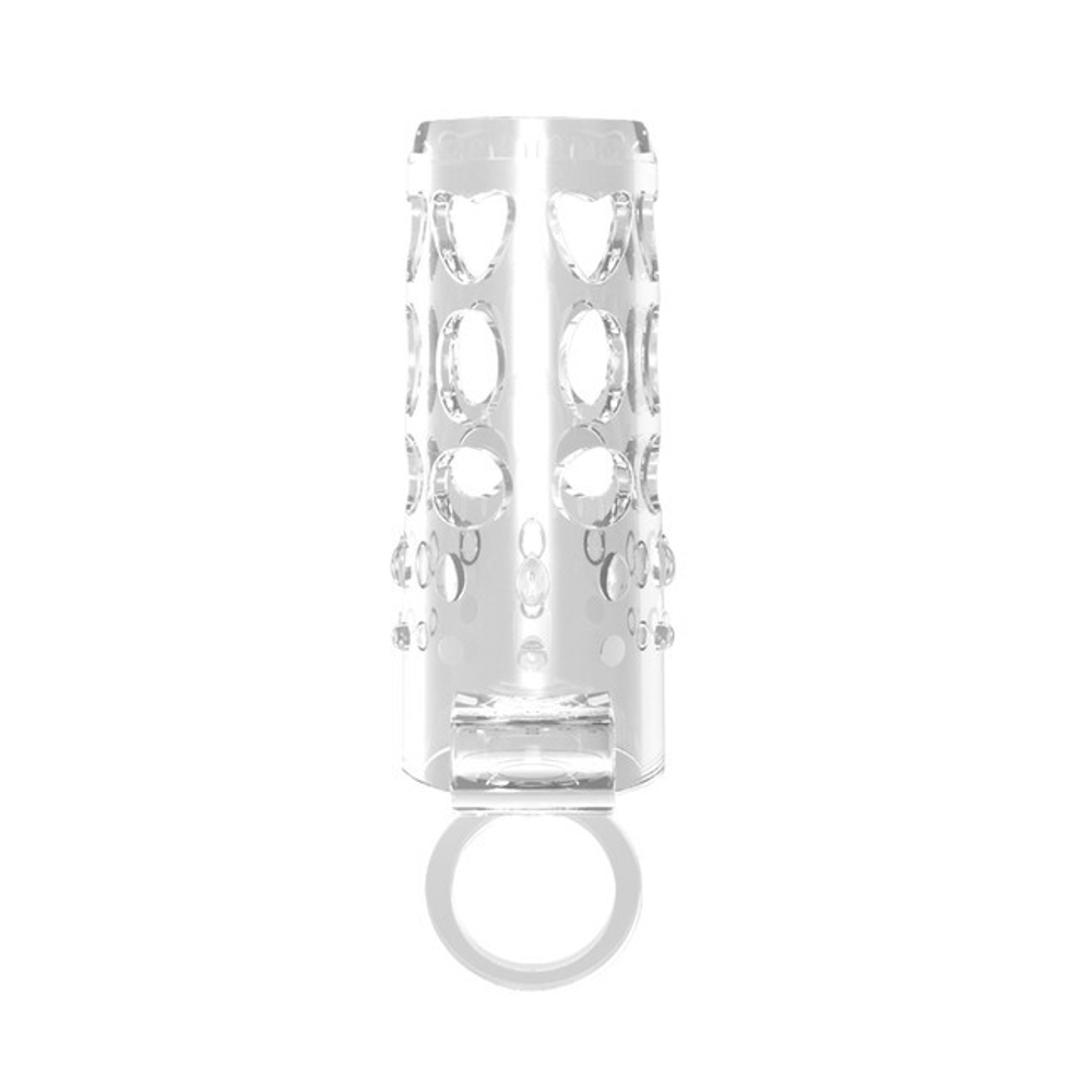 Стимулирующая вибро-насадка на пенис подхватом мошонки Vibrating Sleeve Enhancer, прозрачный (Цвет: прозрачный)