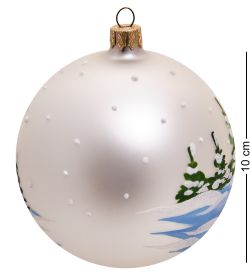 НФШ-1461 Ел.украшение Шар «Паровозик и снеговик» перламутр 100 мм