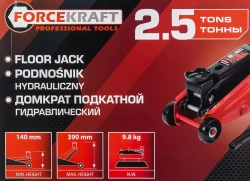 Домкрат подкатной гидравлический 2.5т (h min 140мм, h max 390мм) FORCEKRAFT FK-TR20005