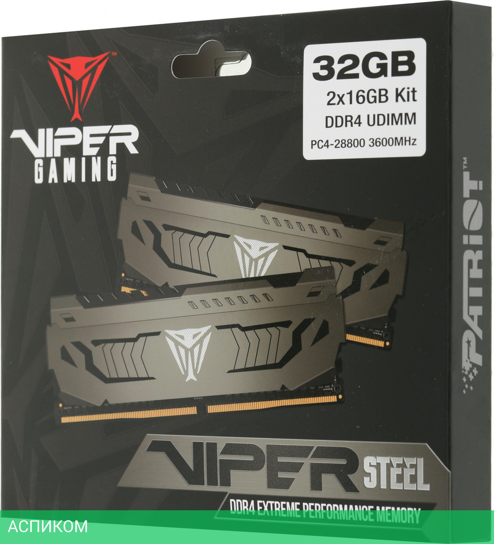 Оперативная память Patriot Viper Steel 2x16GB DDR4 PC4-28800 (PVS432G360C8K)