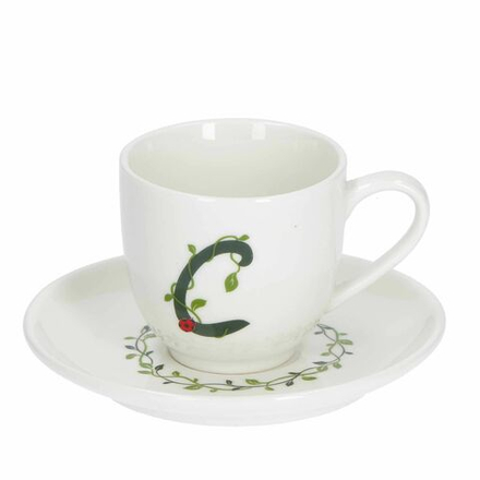 La Porcellana Bianca - Solotua чашка с блюдцем 90мл для эспрессо, буква С / артикул   P00370015C  / GTIN 8027549096419