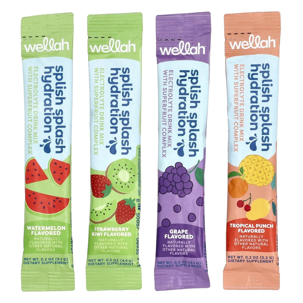 Wellah, Splish Splash Hydration, разнообразные, 20 пакетиков по 4,9–5,2 г (0,2 унции)