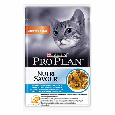 Pro Plan Derma Cod 85 г - консервы (пауч) для кошек с чувствительной кожей (треска в соусе)