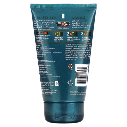 Himalaya, мужское средство для умывания с лимоном, интенсивное очищение жирной кожи, 100 мл (3,4 жидк. унции)