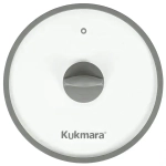 Крышка стеклянная плоская 260мм, с ободом и пароотводом из силикона и бакелитовой ручкой соф-тач цвет серый, деколь серая