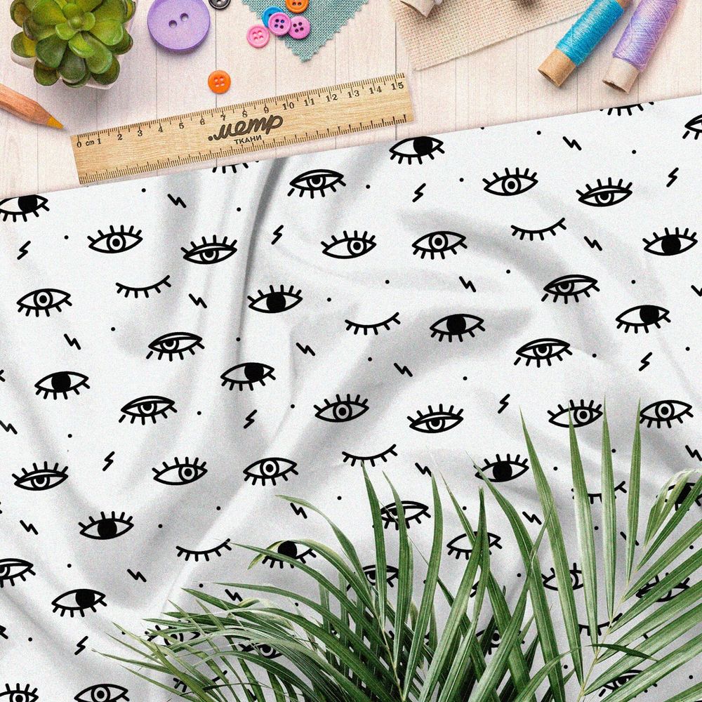 Ткань шифон черные глазики