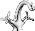 Смеситель Q02-61 ROSSINKA  для умывальника двуручный, монолитный, хром