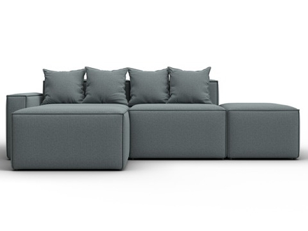 Диван угловой модульный Лига-063 угол левый, Амур 07 серый, Рогожка, 129785L