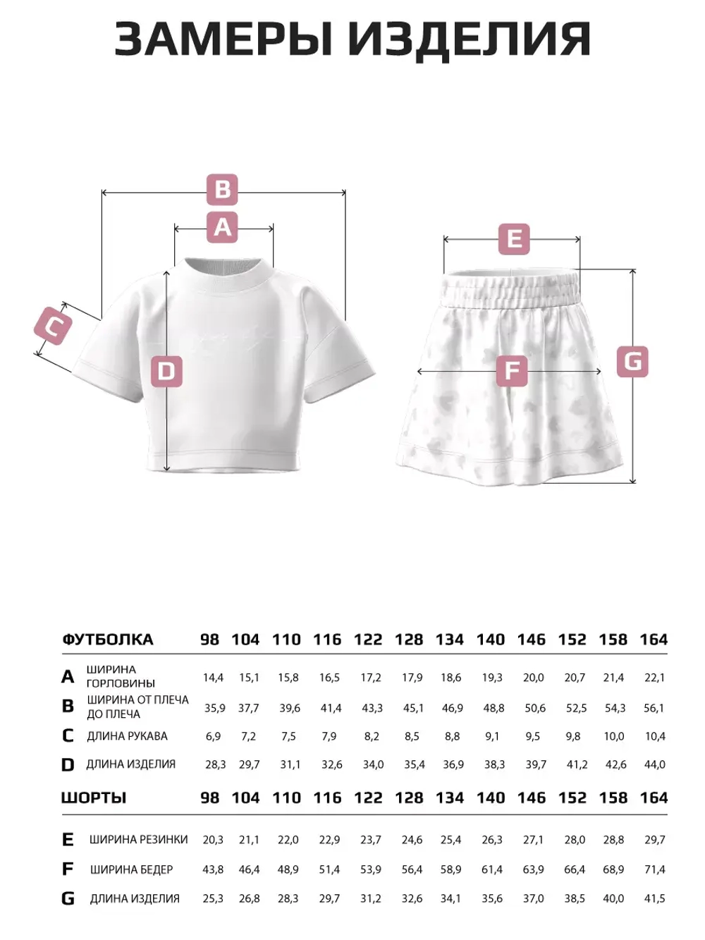 Костюм для девочки, футболка и шорты