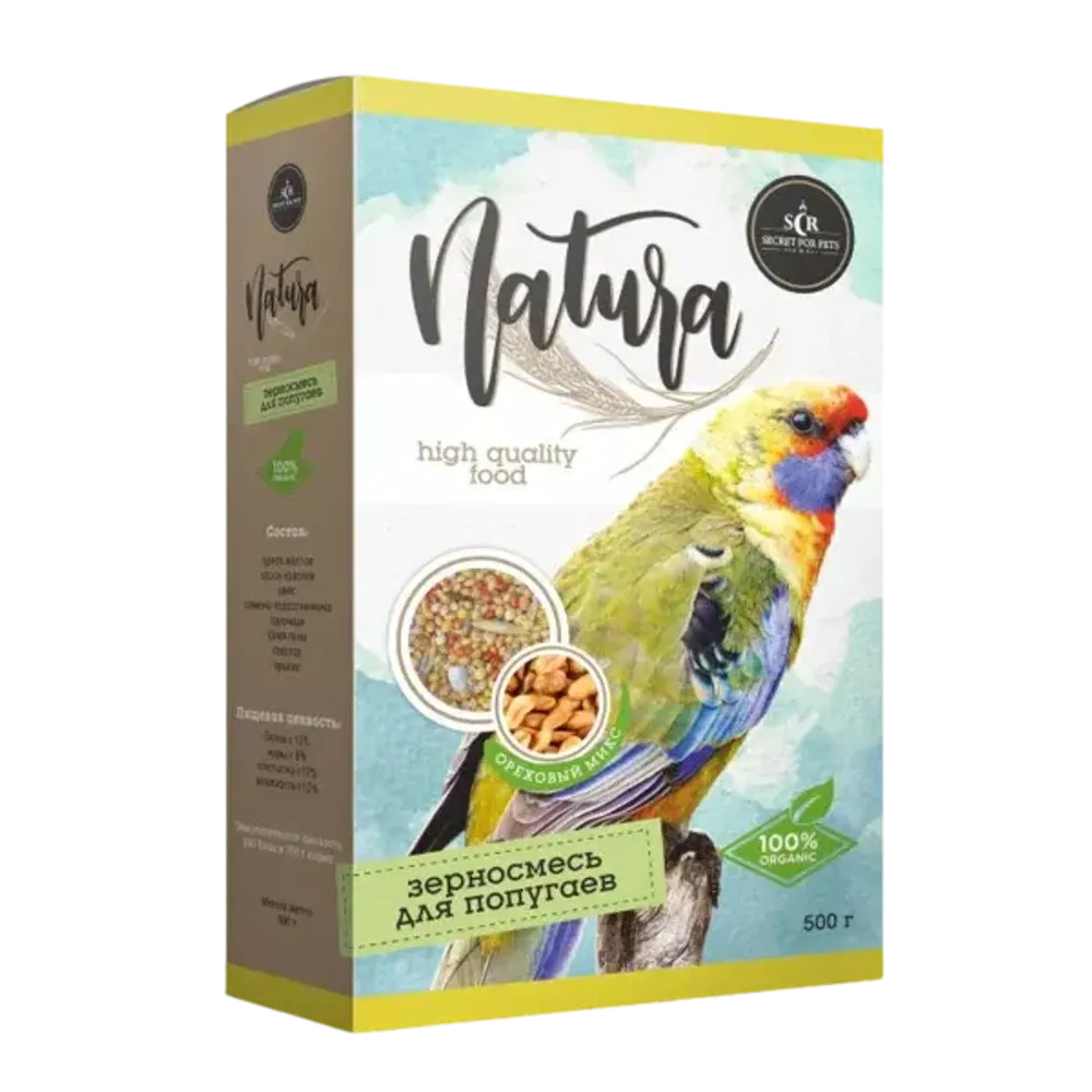 Корм (зерносмесь) Secret Natura для попугаев, ореховый микс Корм (зерносмесь) Secret Natura для попугаев, ореховый микс