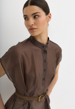 Блуза со складками, шоколадная