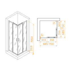 Душевой уголок RGW PA-030B (Прозрачное, 700x700)