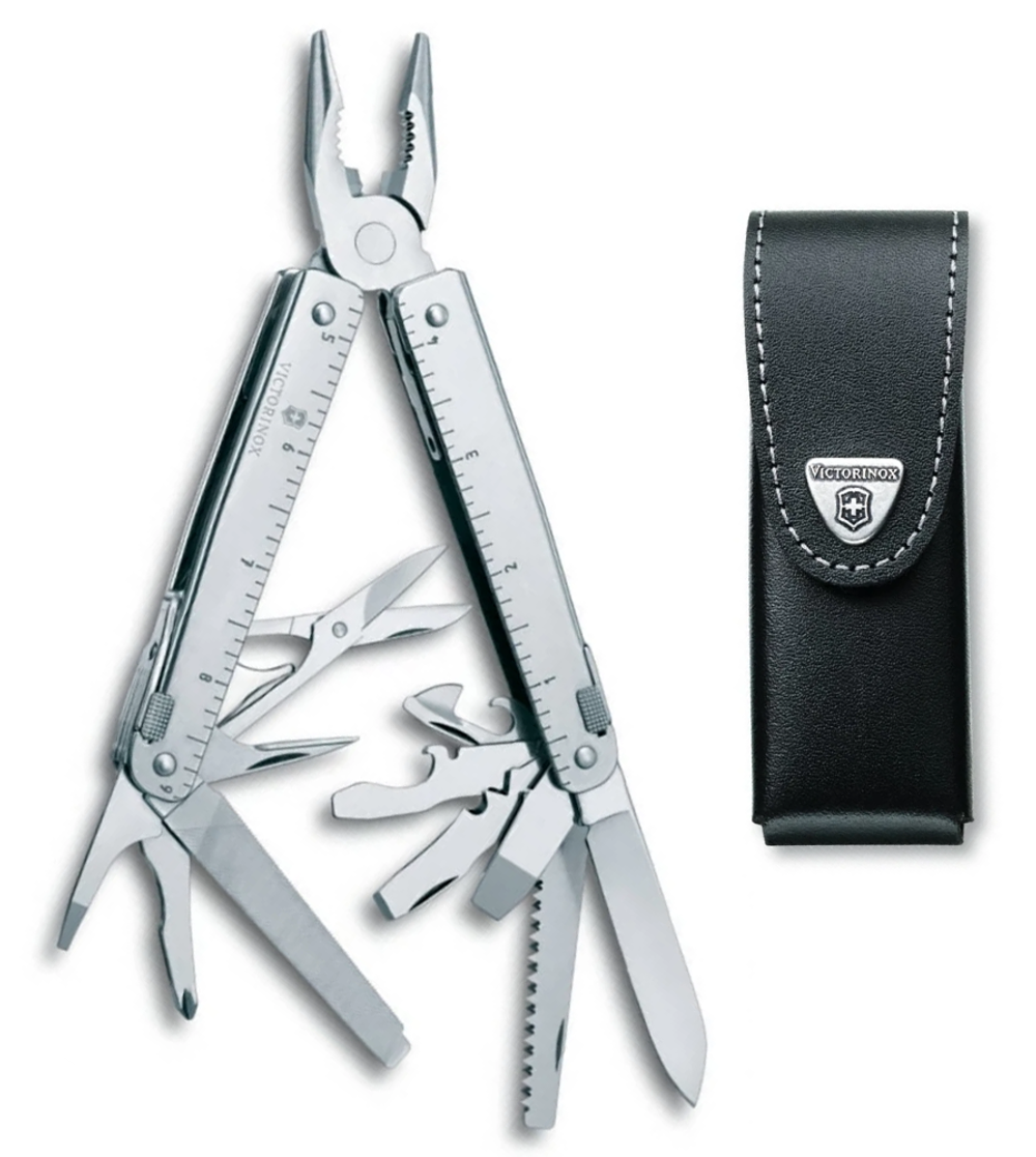 Мультитул Victorinox SwissTool 27, 115 мм, 27 функций, кожаный чехол