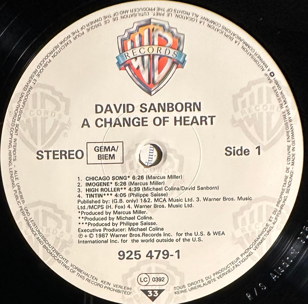 David Sanborn - A Change Of Heart (Германия 1987г.)