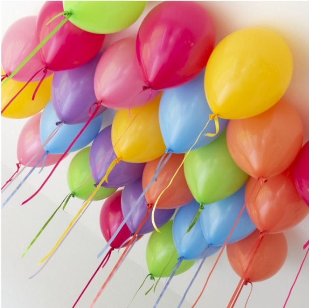 Яркие разноцветные шарики с гелием под потолок в Детский сад и школу на Выпускной