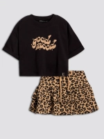 Летний костюм для девочки с юбкой-шорты