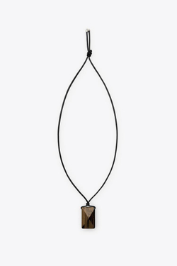 ZARA КОЖАНОЕ ОЖЕРЕЛЬЕ СО ШНУРКОМ И КАМНЕМ, КОРИЧНЕВЫЙ