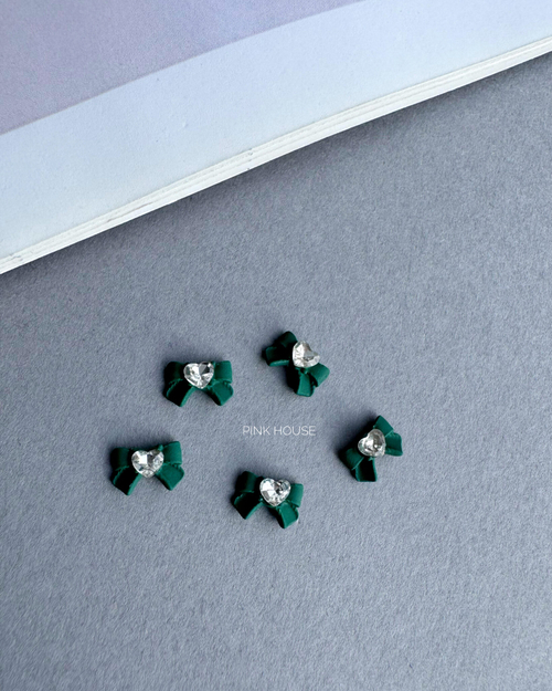 Бант зеленый со стразой Pink House