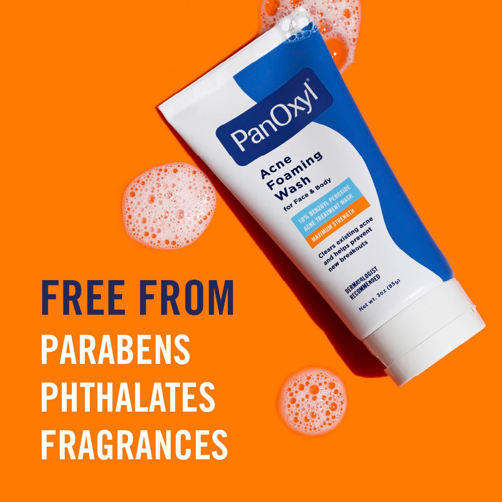PanOxyl, очищающая пенка от акне, для лица и тела, максимальная эффективность, 85 г (3 унции)