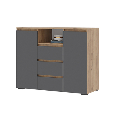 Хелен КМ 01 Комод 3 ящика и 2 створки Крафт золотой/Графит серый