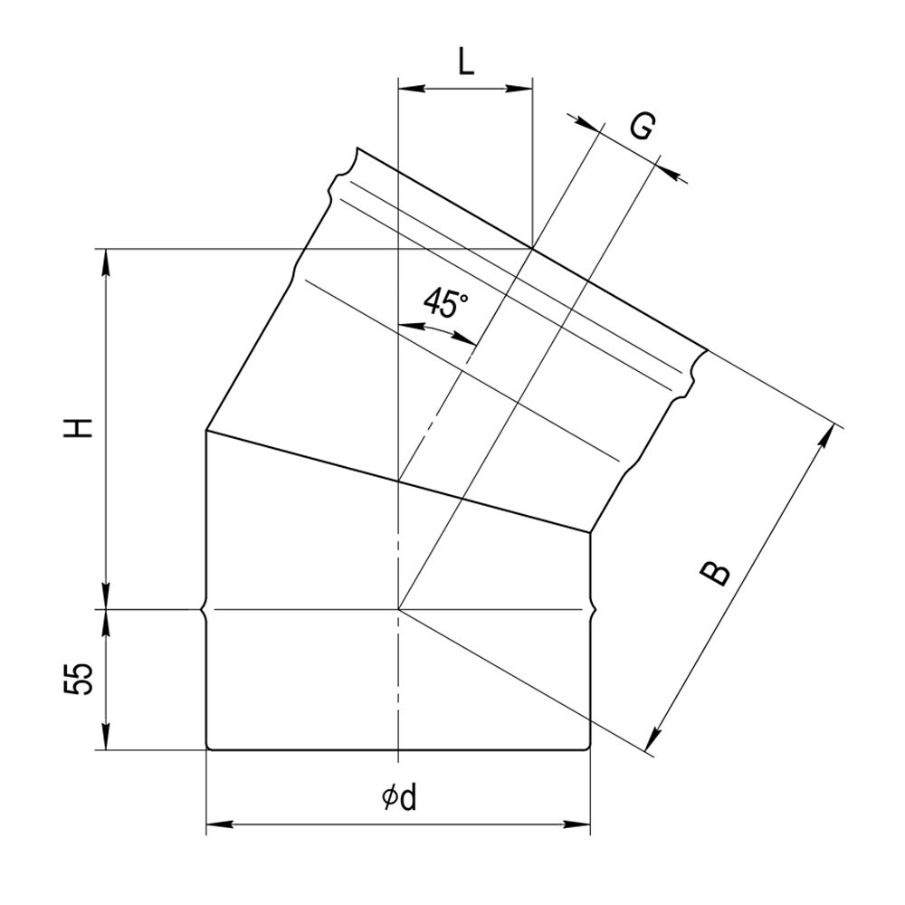 Колено угол 135° (430/0,8 мм) Ф150