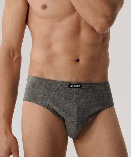 Мужские трусы (3шт) слипы классика Atlantic Basic 3BMP-006, хлопок, черный + серый меланж + темно-серый меланж