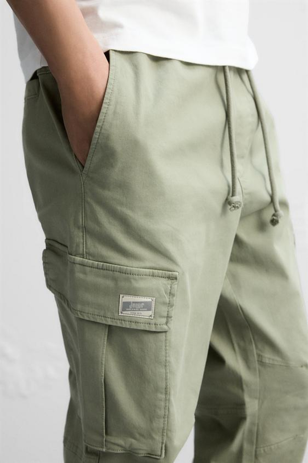 ZARA БРЮКИ КАРГО, СВЕТЛЫЙ ХАКИ