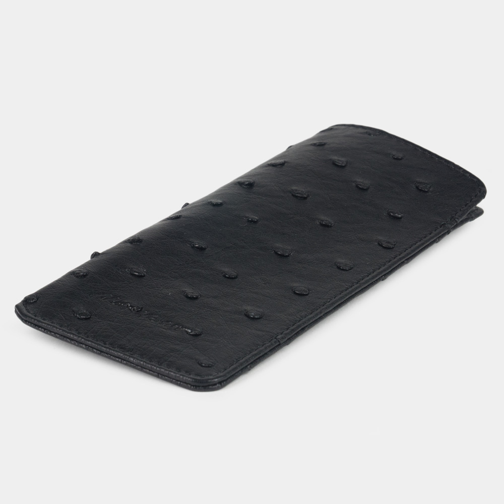 Футляр для очков Lunette из кожи страуса, черного цвета