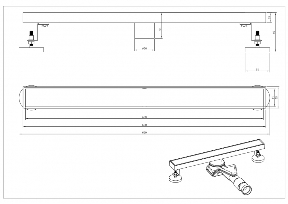 Трап для душа Grocenberg T600BG Графит