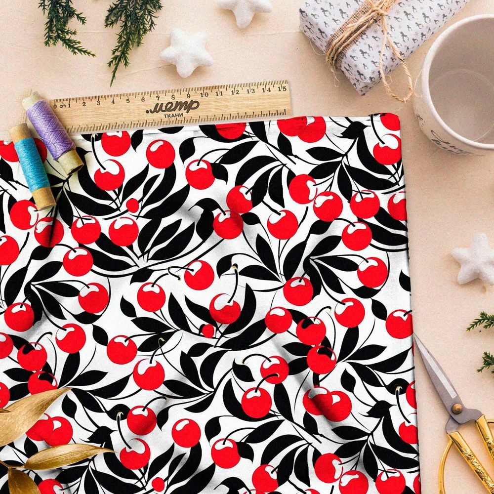 Ткань премиум бифлекс вишневый вдохновение