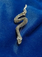 Брошь змея большая серебро черненное