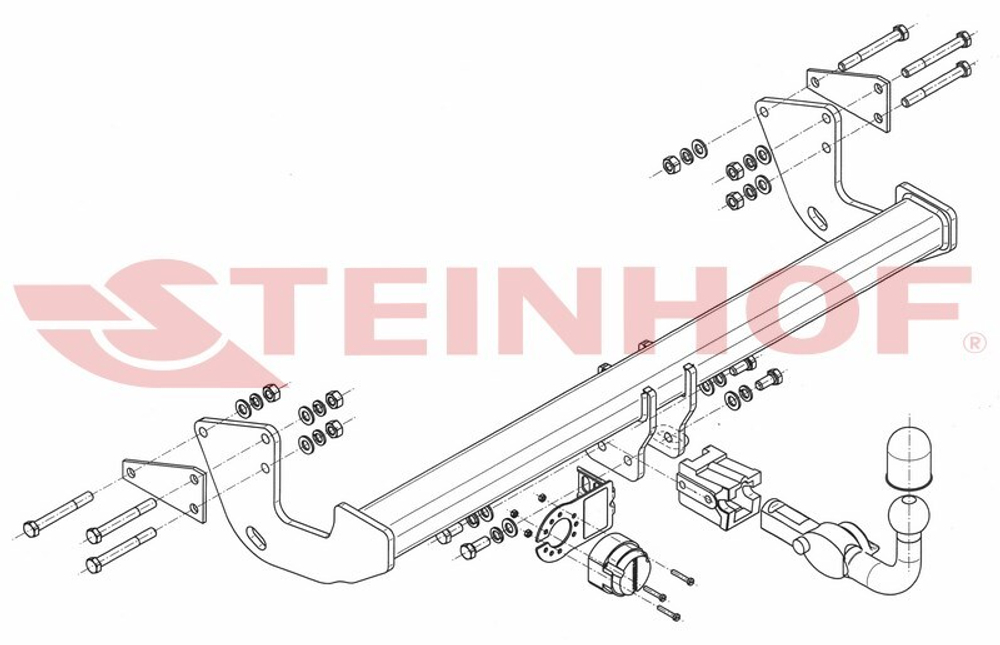 Фаркоп Steinhof M-238 для Mercedes V-Class w447 2014-, Vito w447 2014-(паспорт и сертификат в комплекте)(без электрики)
