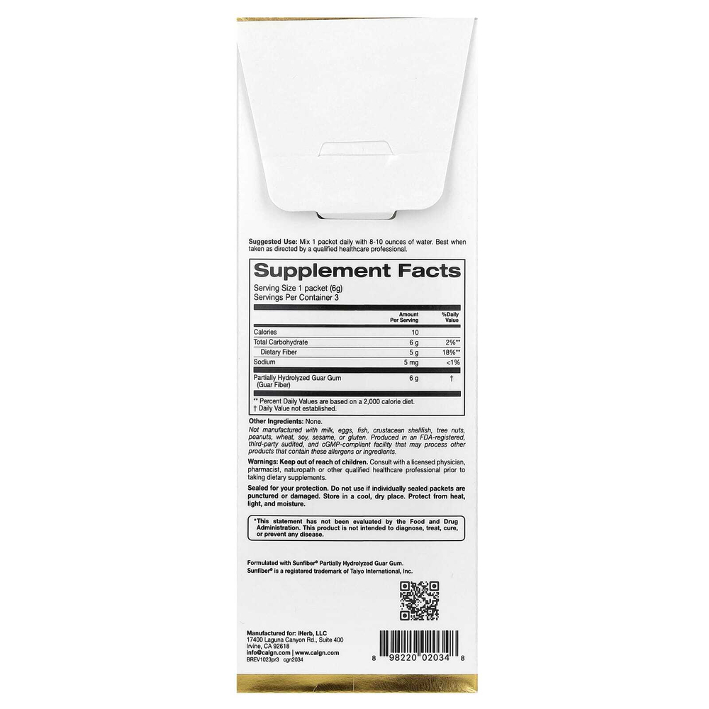 California Gold Nutrition, пребиотическая клетчатка, 3 пакетика, по 6 г (0,21 унции)