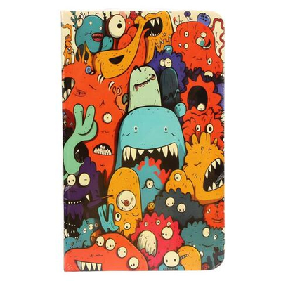 Записная книжка "Монстрики" А6 80 л, линия, на резинке твердый переплет,14*8,8см, 4 дизайна микс , С