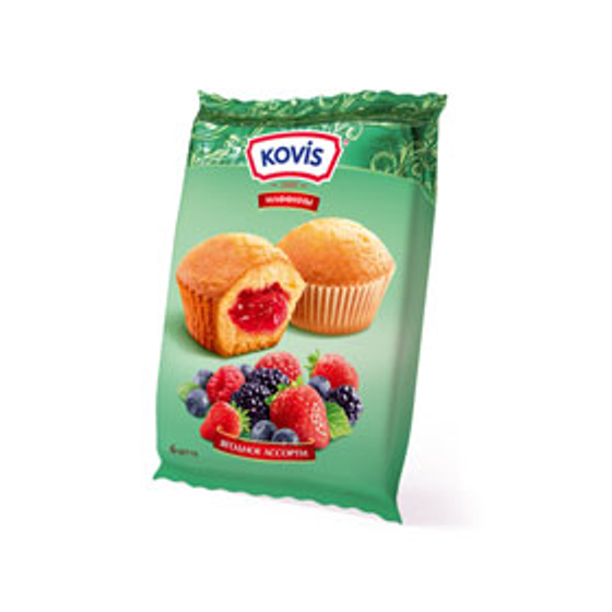 Мини-маффины Kovis ягодное ассорти 200г (12шт)