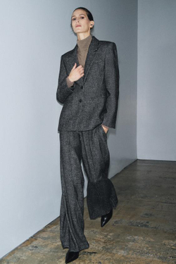 ZARA БРЮКИ ИЗ СМЕСОВОЙ ШЕРСТИ — ZW COLLECTION, ЧЕРНЫЙ/БЕЛЫЙ