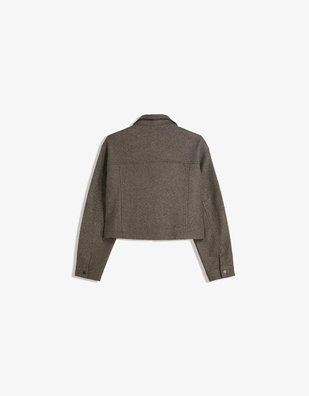 BERSHKA Куртка из мягкой ткани, коричневый